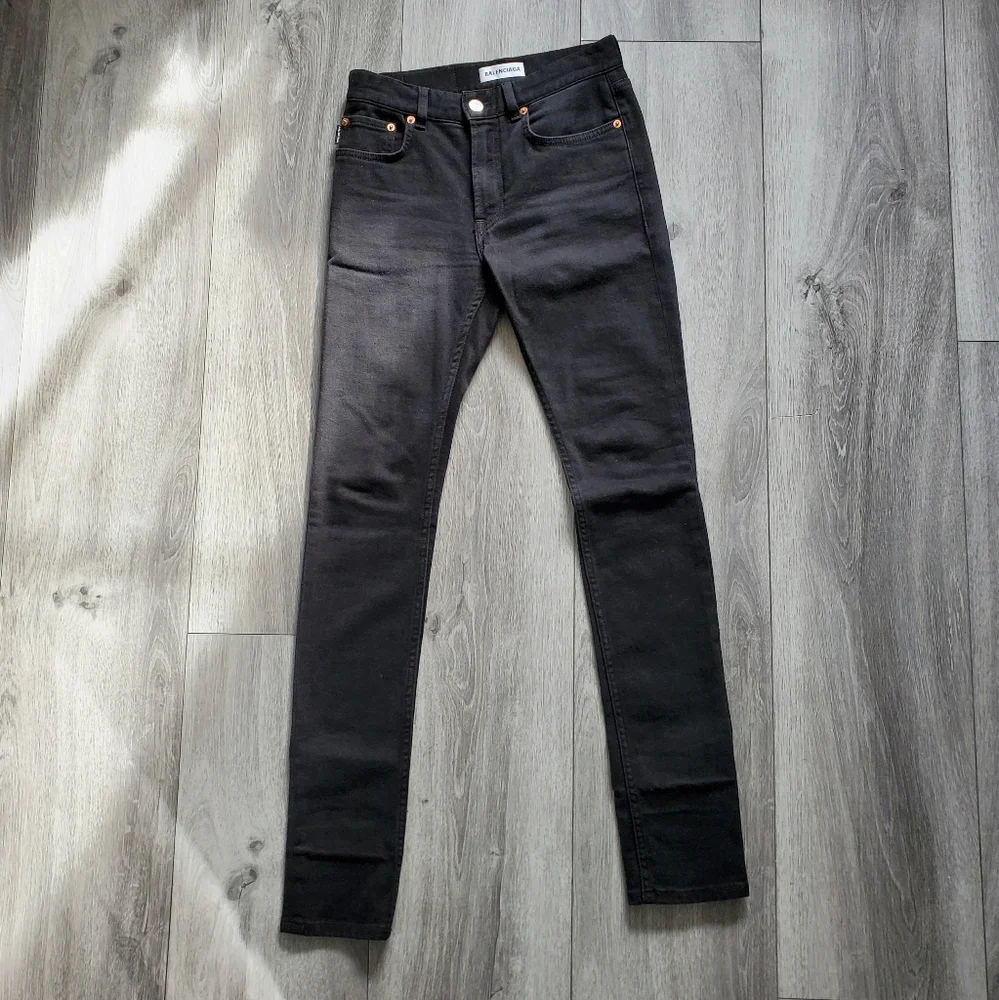 Balenciaga Black Denim Slim Straight Jeans Size 26 - Picture 1 of 8